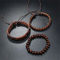 4-in-1 Men's Watch Set Quartz Business Casual Round Pointer Calendar Canvas Band Bracelet Accessories