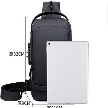 Cross Body Shoulder Bag, Anti-Theft Shoulder Backpack, Fashion Leather Chest Bag, Men's Motorcycle Bag, USB Charging Backpack