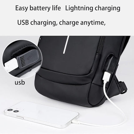 Cross Body Shoulder Bag, Anti-Theft Shoulder Backpack, Fashion Leather Chest Bag, Men's Motorcycle Bag, USB Charging Backpack