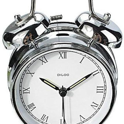 Digoo DG-TBK 4 Inches Twin Bell Desk Clock Series Retro Metal Style, Retro Metal Twin Bell Alarm Clock Quartz Movement Night Light