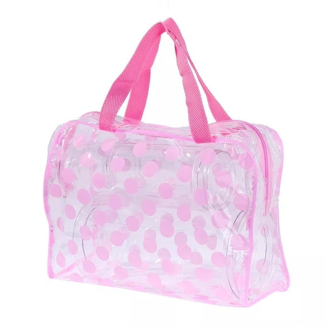 FUDEAM Dot Women Storage Makeup Bag, Portable Toiletries Organize Waterproof PVC Cosmetic Bag, Foldable Travel Toiletry Bag