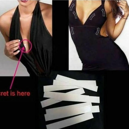 Double Sided Body Tape, Self-Adhesive Bra Clothes Tape, Dress Shirt Secret Sticker, Clear Lingerie Tape Invisible Chest Patch