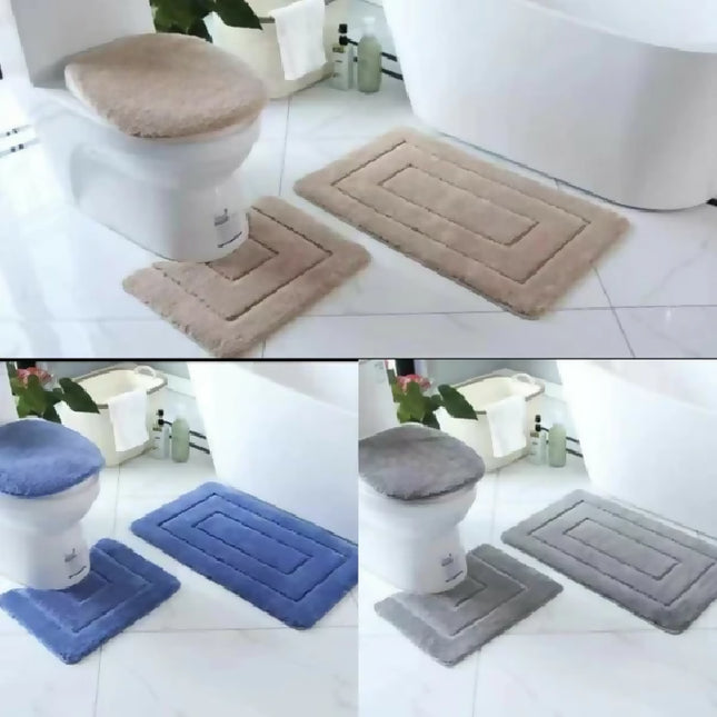 3 piece thickened bathroom toilet mat nonslip absorbent