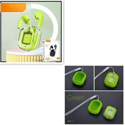New Mini Transparent Wireless Bluetooth Headset Digital Display ENC Noise Reduction True Wireless Sports Music