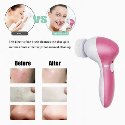 Facial Massager 5 In 1 Pore Cleaner Body Massager, Replaceable Head Brush Beauty Tool, Electric Face Cleansing Brush, Facial Brush Deep Cleaning