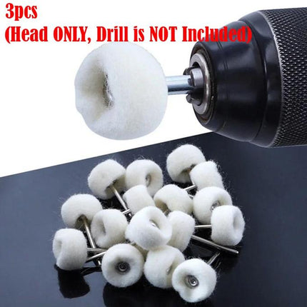 3pcs Fine Shank Wool Polishing Head Grinding Jewelry Metals Wheels Buffing Felt Rotary Stainless Steel Gold Silver Tool Accessories Brush Abrasive