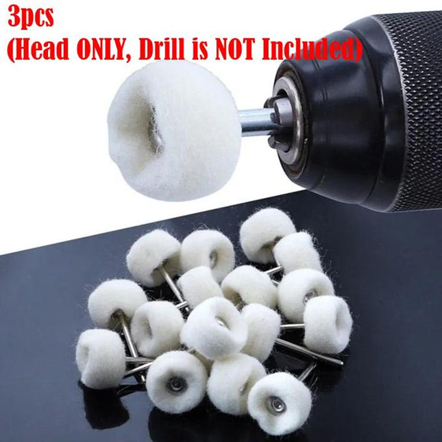 3pcs Fine Shank Wool Polishing Head Grinding Jewelry Metals Wheels Buffing Felt Rotary Stainless Steel Gold Silver Tool Accessories Brush Abrasive
