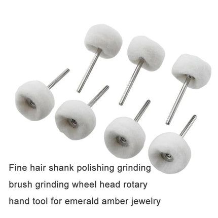 3pcs Fine Shank Wool Polishing Head Grinding Jewelry Metals Wheels Buffing Felt Rotary Stainless Steel Gold Silver Tool Accessories Brush Abrasive