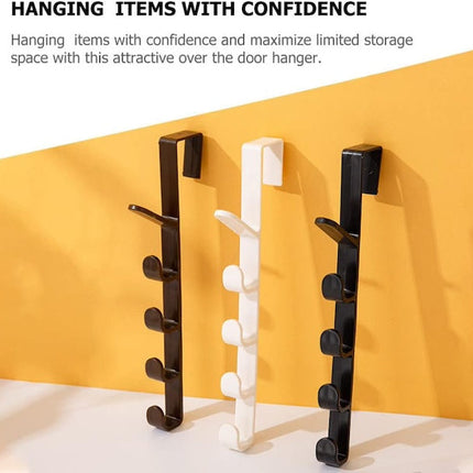 Multipurpose Five Segment Hooks, Handbag Door Hook, Door Hook for Most Door Widths, Stainless Steel Hangers, Coat Rack