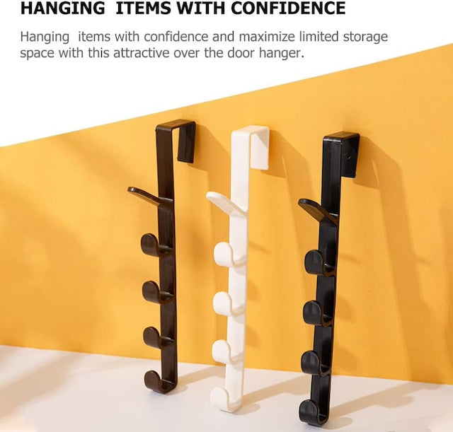 Multipurpose Five Segment Hooks, Handbag Door Hook, Door Hook for Most Door Widths, Stainless Steel Hangers, Coat Rack