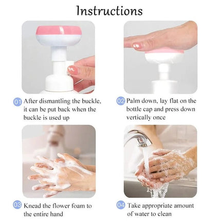 Foam Flower Hand Soap Dispenser, Hydrating Soap Flower Remove Germs Disinfection, Soap Pump Bottle - Pack of 5 Sold with One Cap