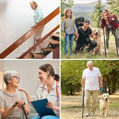 Foldable Walking Stick, Easy to Fold and Carry, Old Man Crutches, Folding Telescopic Aluminum Alloy Walking Stick