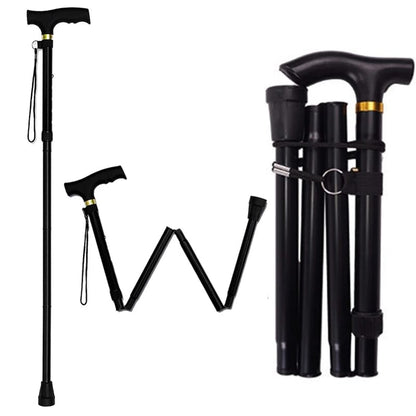 Foldable Walking Stick, Easy to Fold and Carry, Old Man Crutches, Folding Telescopic Aluminum Alloy Walking Stick