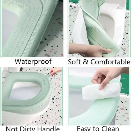 Household Waterproof Thickened Toilet Seat with Handle, Soft Toilet Silicone Seat Covers, Bathroom Comfortable Toilet Seat Pad