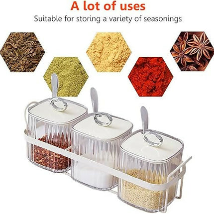 Spice Jar Set With Spoons & Holder