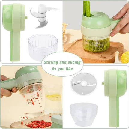 4 In 1 Handheld Electric Vegetable Cutter Set Slicer, Multifunctional Vegetable Spiral Slicer Cutter, Masher Machine Kitchen Tool
