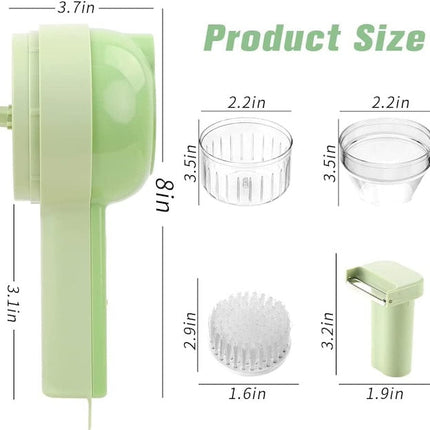 4 In 1 Handheld Electric Vegetable Cutter Set Slicer, Multifunctional Vegetable Spiral Slicer Cutter, Masher Machine Kitchen Tool