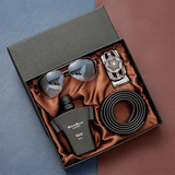 Men's Luxury 3-Piece Gift Set: Sunglasses, Leather Belt, Wallet, Perfume