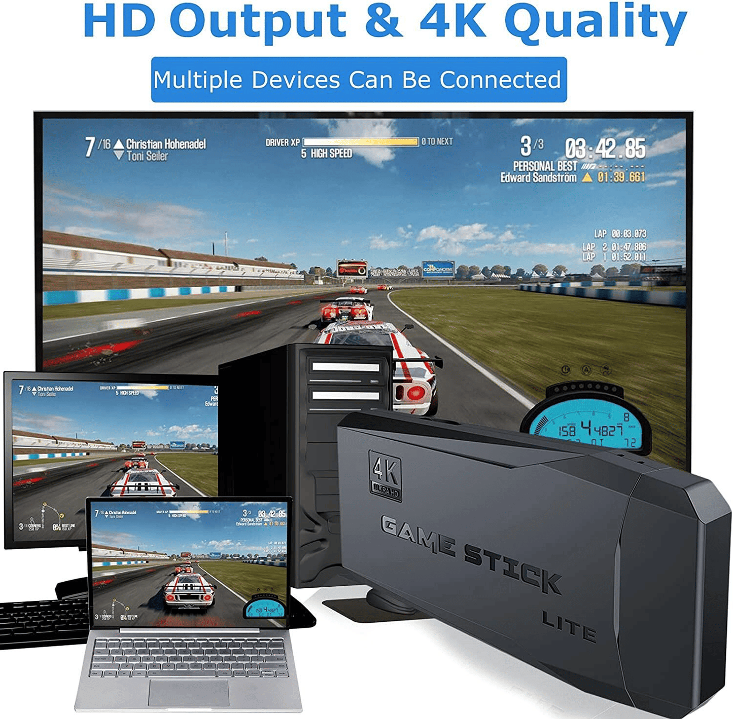 4K HD Retro Video Game Console Stick: 64GB Storage, 20000+ Classic Games