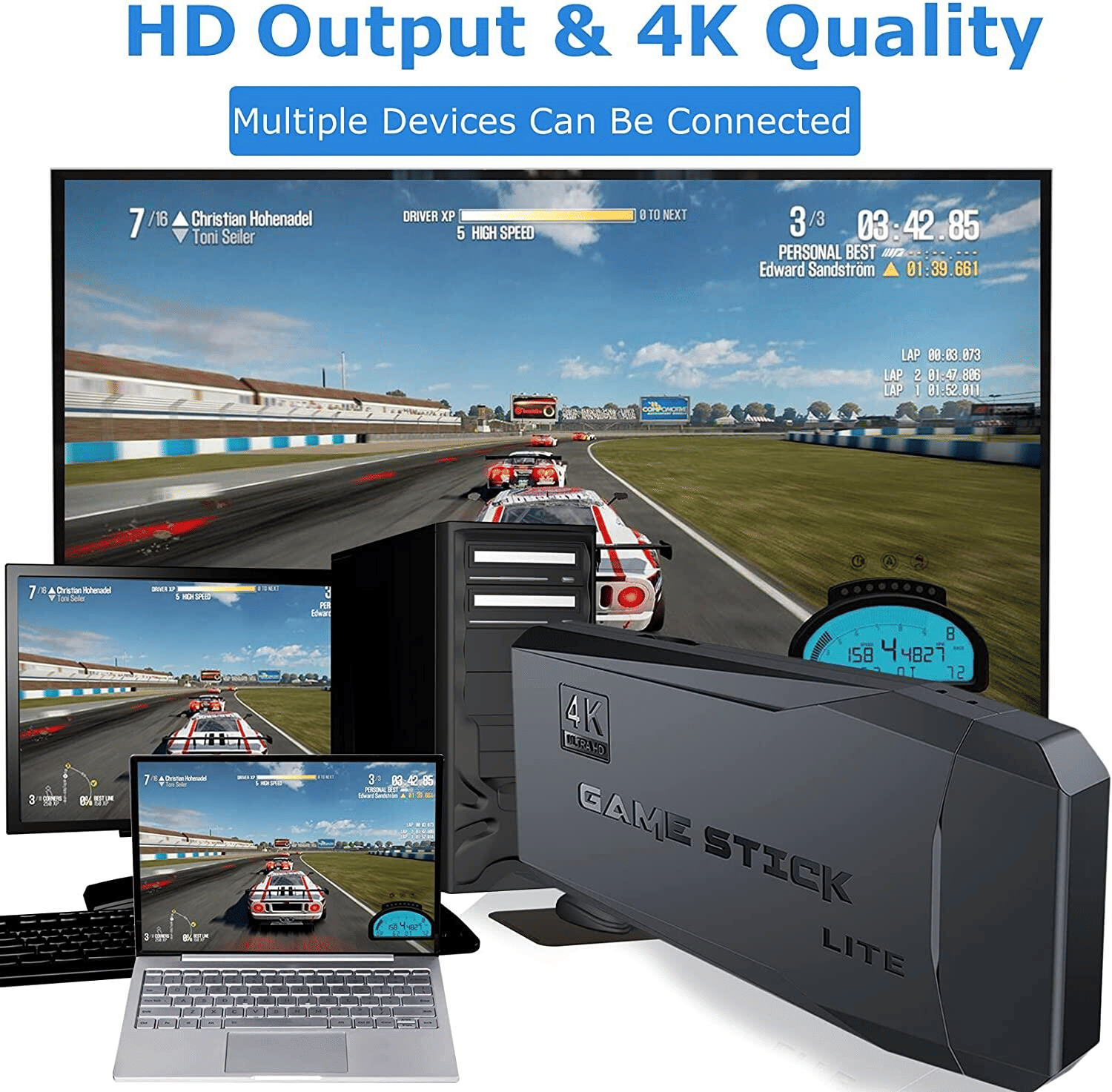 4K HD Retro Video Game Console Stick: 64GB Storage, 20000+ Classic Games