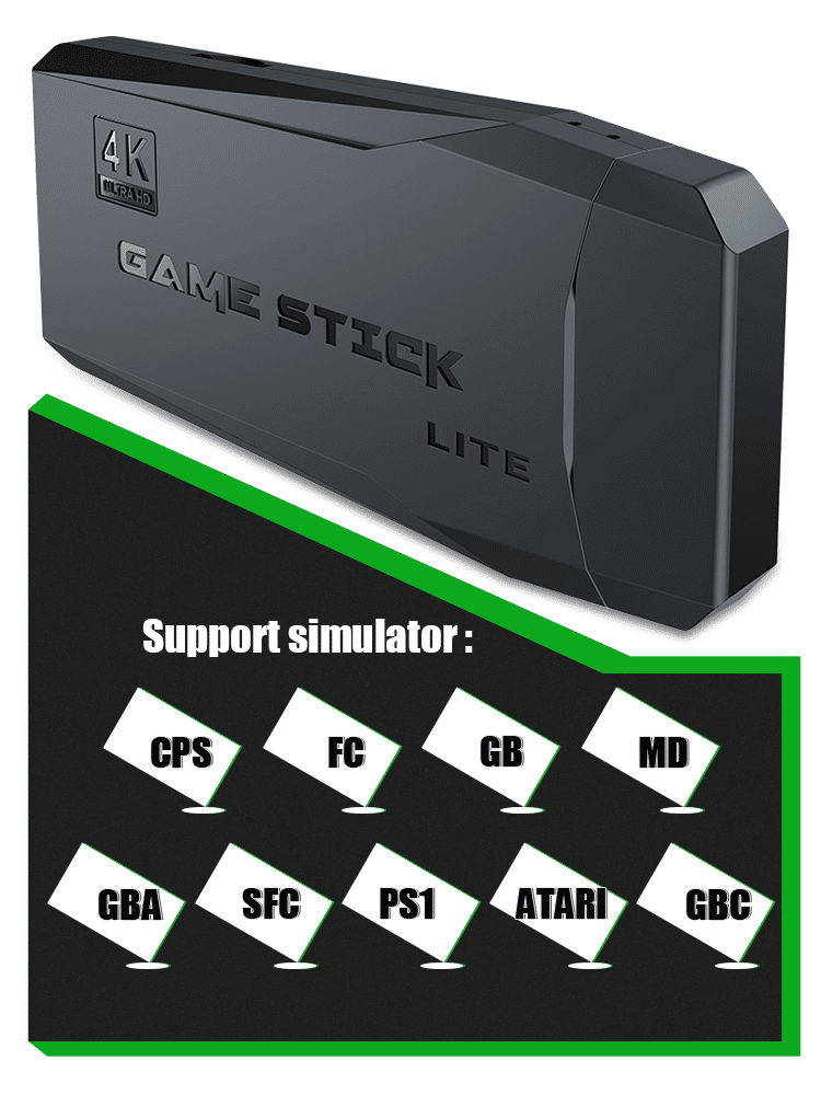 4K HD Retro Video Game Console Stick: 64GB Storage, 20000+ Classic Games