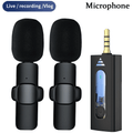 Dual Bluetooth Wireless 3.5mm Lavalier Microphones for Camera Smartphone Recording (2-Pack)