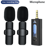 Dual Bluetooth Wireless 3.5mm Lavalier Microphones for Camera Smartphone Recording (2-Pack)
