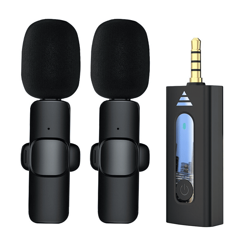 Dual Bluetooth Wireless 3.5mm Lavalier Microphones for Camera Smartphone Recording (2-Pack)