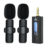Dual Bluetooth Wireless 3.5mm Lavalier Microphones for Camera Smartphone Recording (2-Pack)