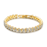 Elegant Rose Gold Roman Crystal Heart Chain Women's Bracelet - Fashion Bangle