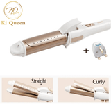 Efficient 2-in-1 Gold Hair Straightener & Curling Iron for Versatile Styling