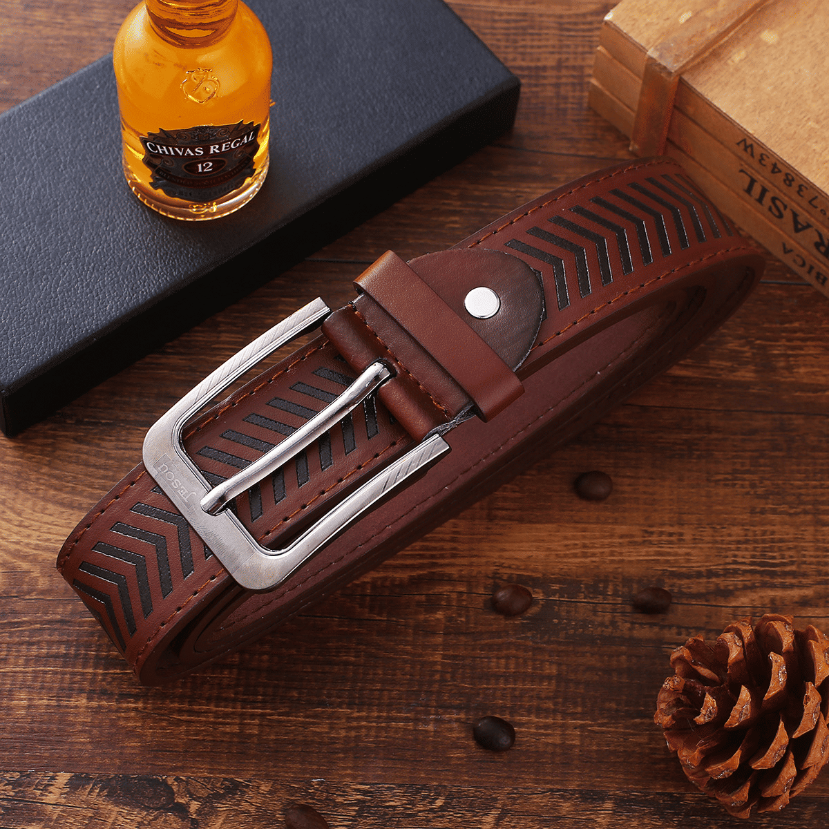 7-Piece Men's Luxury Gift Set: Watch, Belt, Wallet, Perfume, Pen, Tie, Cufflinks