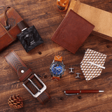 7-Piece Men's Luxury Gift Set: Watch, Belt, Wallet, Perfume, Pen, Tie, Cufflinks