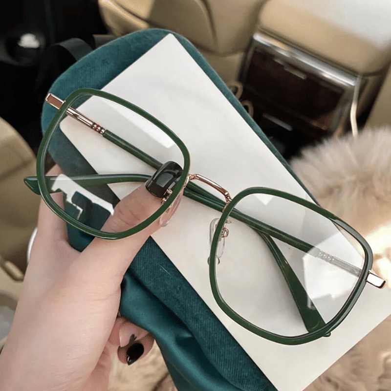 Ultralight Anti-Blue Light Retro Green Frame Reading Glasses, Screen Eye Strain Relief