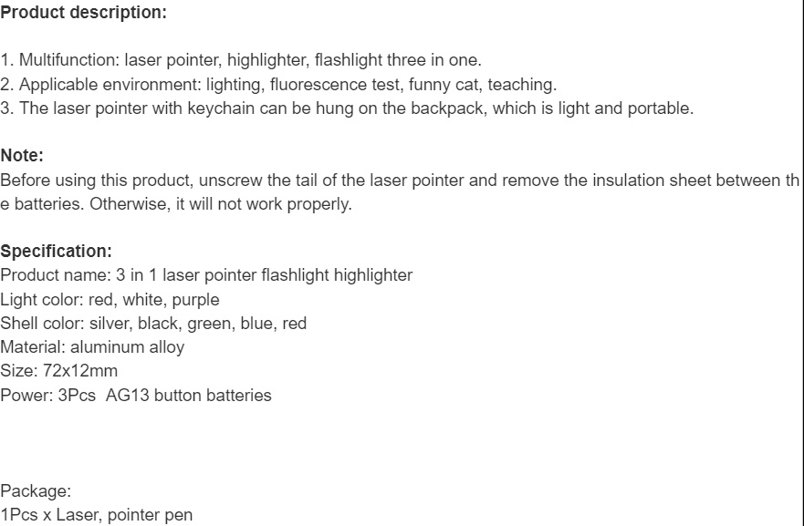 Mini 3-in-1 LED Laser Pointer Flashlight Keychain for Pets Green