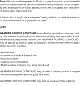 Bodex Bituminous Weather Roofing Waterproofing Hole Sealing Compound 200g