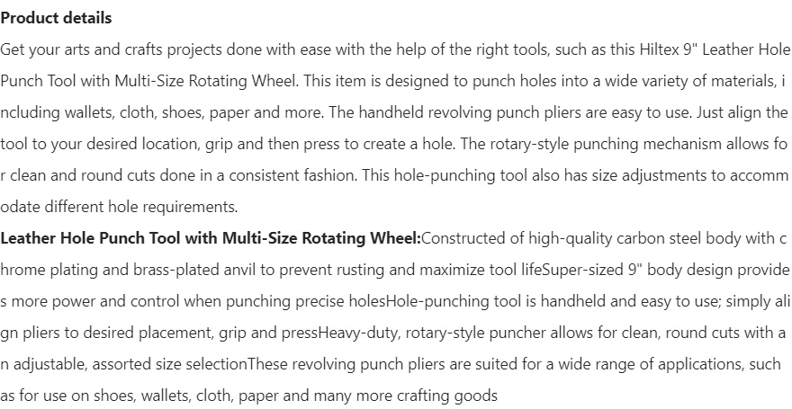 Leather Hole Punch Tool Heavy Duty Revolving 6 Size Silver