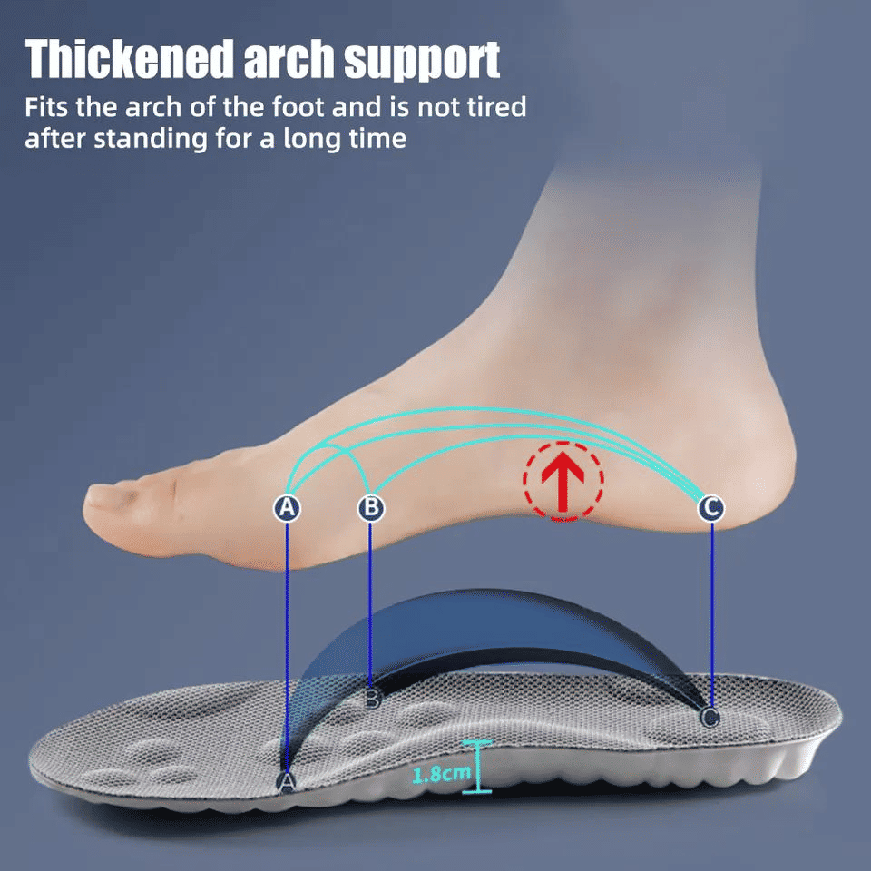 4D Shock Absorption Orthopedic Sports Insoles Breathable Running Shoe Pads