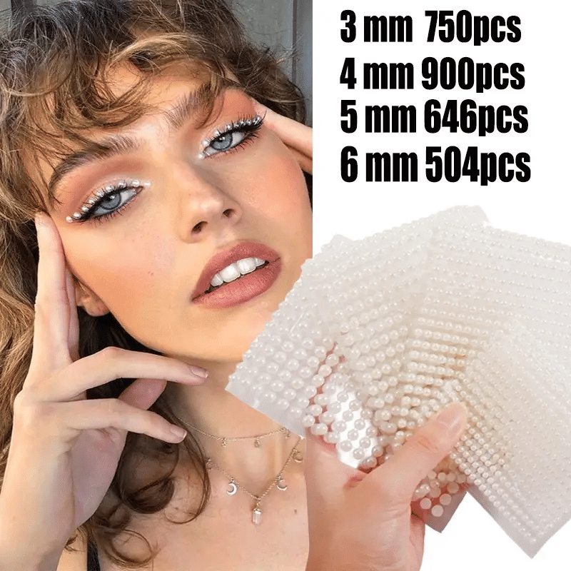 Generic Faux Pearl Self-Adhesive Stickers 3mm–6mm Makeup Decoration