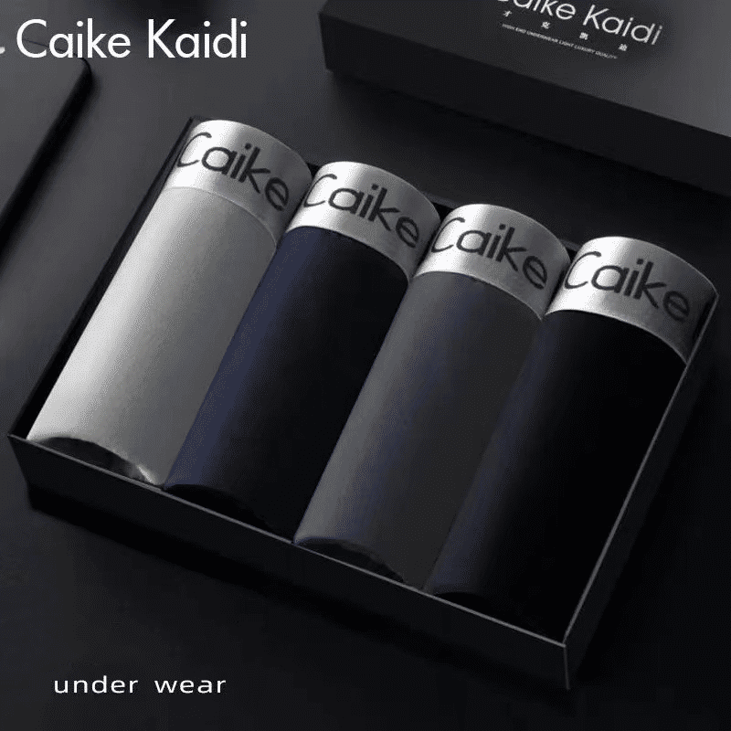 Caike Kaidi Men's 4-Pack Cotton Boxer Briefs - Antibacterial, Breathable, Youthful