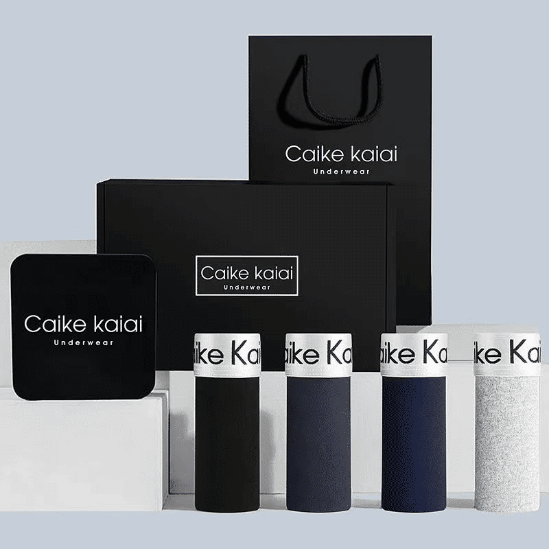 Caike Kaidi Men's 4-Pack Cotton Boxer Briefs - Antibacterial, Breathable, Youthful