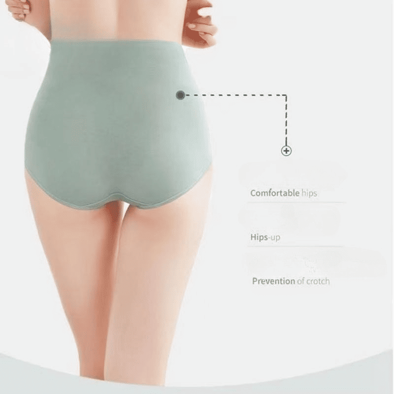 4-Pack Pure Cotton Graphene Antibacterial High-Waist Seamless Breathable Womens Panties