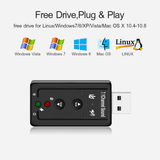 7.1 Surround USB Sound Card Audio Adapter for PC Headphone Microphone