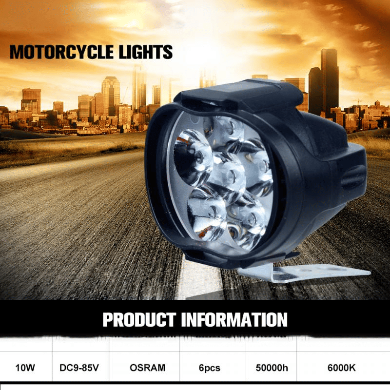 High-Power 6 LED Motorcycle Headlights Fog Spotlights Driving Lamps (2-Pack)