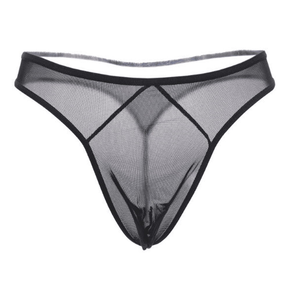 Men's Ice Silky Breathable See-Through Thong Briefs - 3 Color Pack