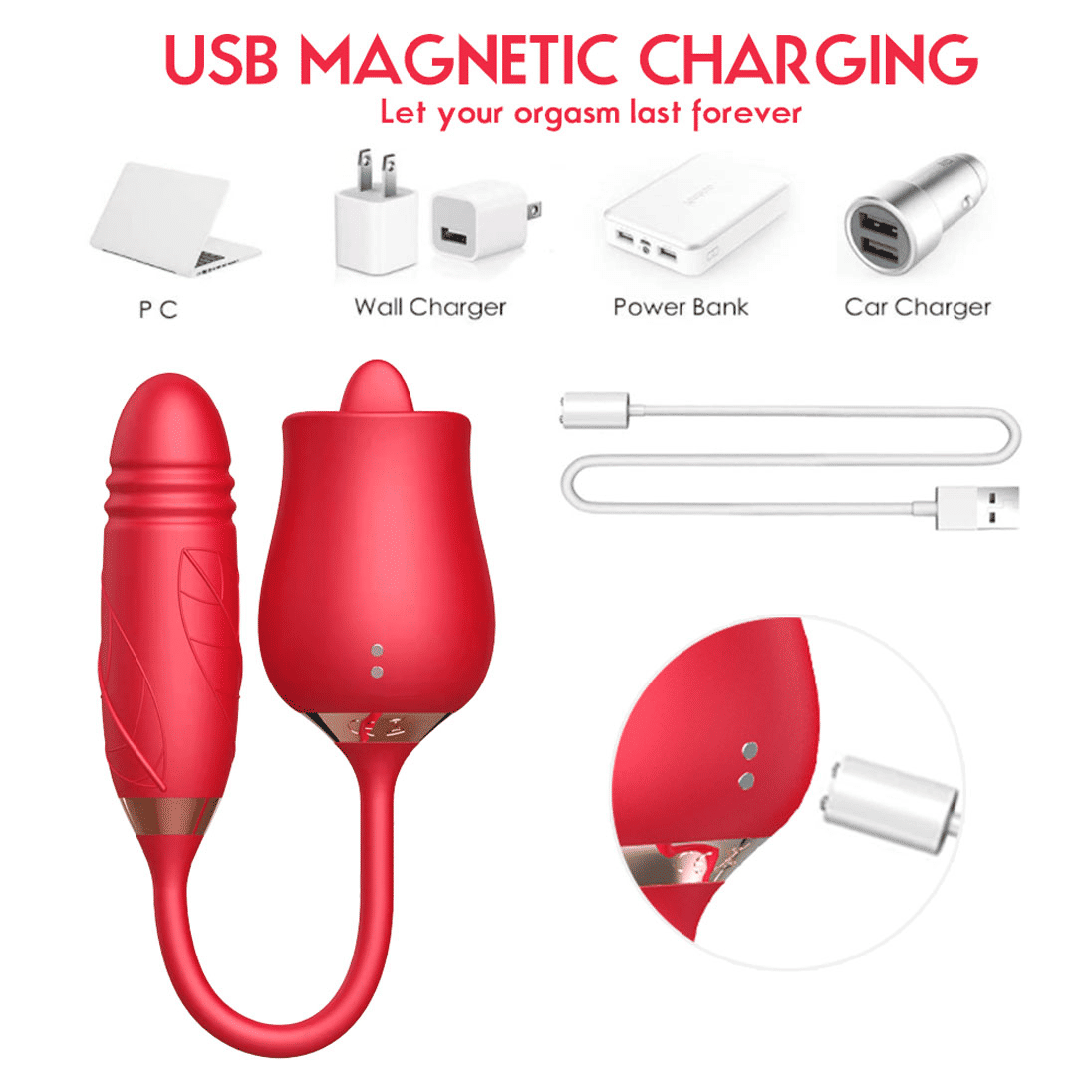 Ultimate Rose Toy Vibrator: Thrusting G-Spot, Clitoral Licking & Anal Stimulator