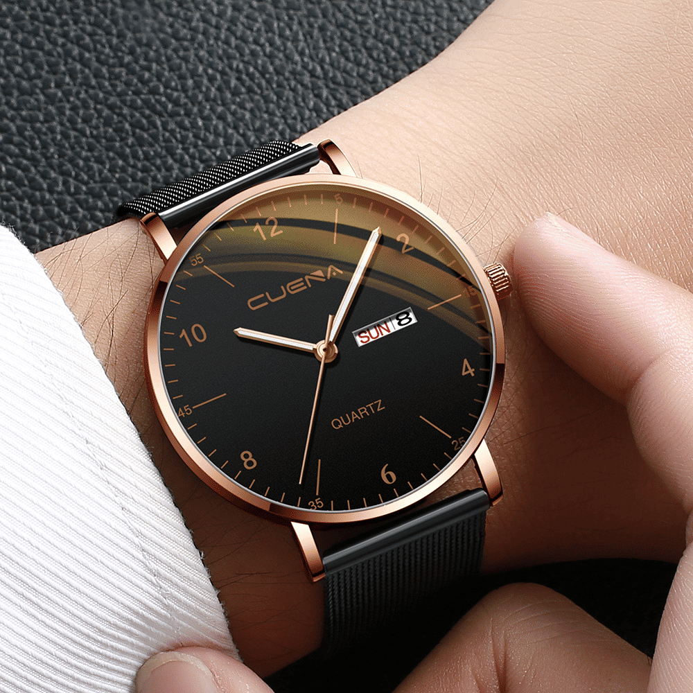 Generic Men's Waterproof Quartz Watch with Stainless Steel Strap