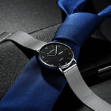 Generic Men's Waterproof Quartz Watch with Stainless Steel Strap