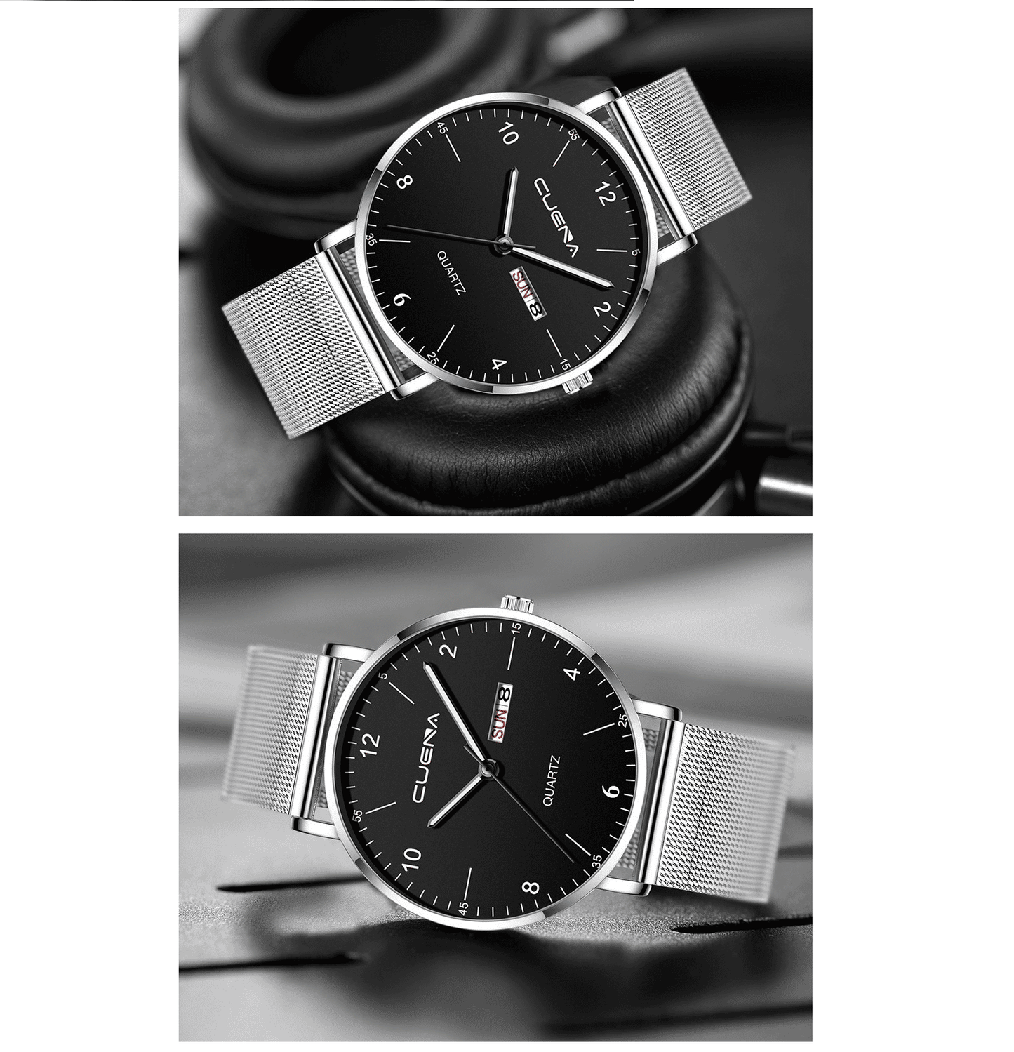 Generic Men's Waterproof Quartz Watch with Stainless Steel Strap
