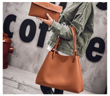 Women's 2-Piece Large PU Leather Tote & Shoulder Bag Set - Soft, Stylish, Versatile